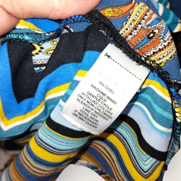 Melissa‎ Paige Womens Top Sz 2X Striped Blue Gold Button Blouse Cottagecore Plus - Picture 10 of 10